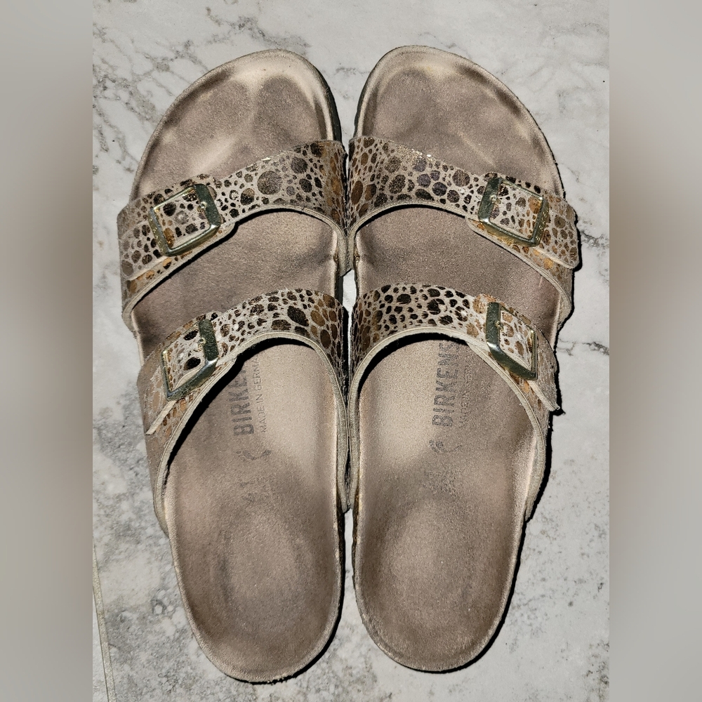 Birkenstock Arizona Metallic Stone Bronze Copper Sz 41‎